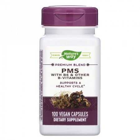 Nature's Way, B6＆その他ビタミンB群によるPMS対策、ヴィーガンカプセル100粒