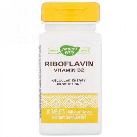 Nature's Way, Riboflavin Vitamin B2, 400 mg, 30 Tablets