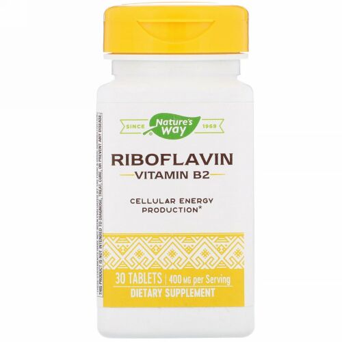 Nature's Way, Riboflavin Vitamin B2, 400 mg, 30 Tablets