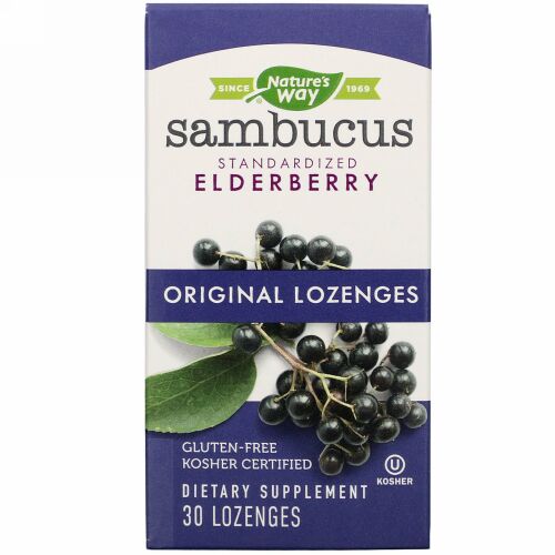 Nature's Way, サンブカス、標準化エルダーベリー、オリジナルトローチ、30粒