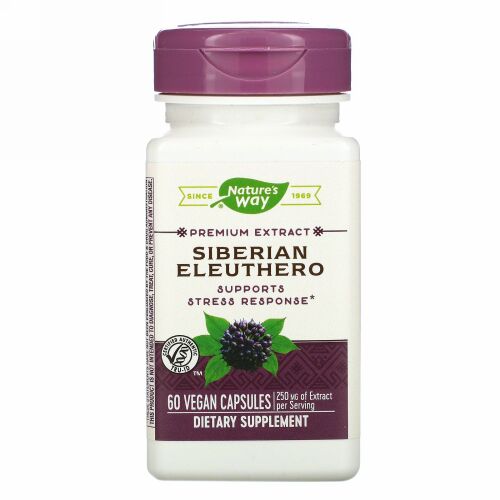 Nature's Way, Premium Extract, Siberian Eleuthero, 250 mg, 60 Vegan Capsules