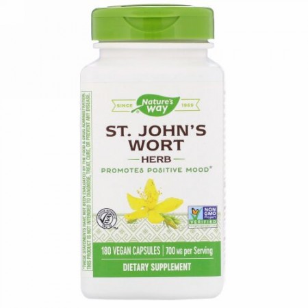 Nature's Way, St. John's Wort Herb（セントジョンズワートハーブ）、700mg、ビーガンカプセル180粒