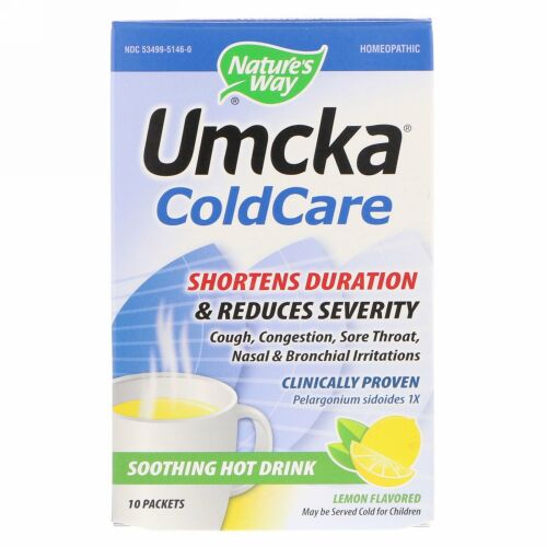 Nature's Way, UMCKA、風邪用、癒されるホットドリンク、レモン味、10袋