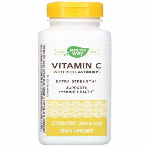 Nature's Way, ビオフラボノイド入りビタミンC、1,000mg、ビーガンカプセル250粒