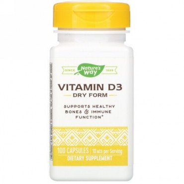 Nature's Way, Vitamin D3, Dry Form, 10 mcg, 100 Capsules (Discontinued Item)