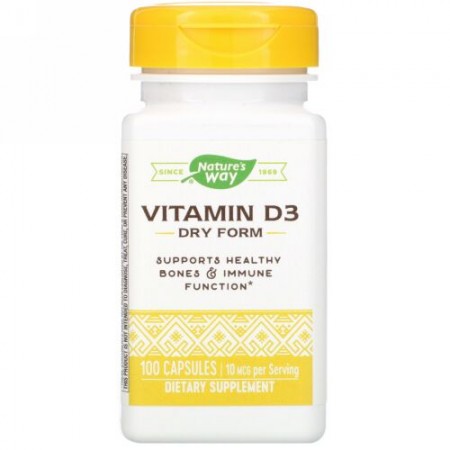 Nature's Way, Vitamin D3, Dry Form, 10 mcg, 100 Capsules (Discontinued Item)