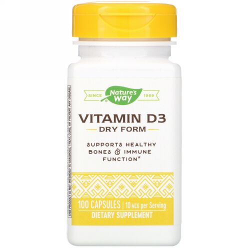 Nature's Way, Vitamin D3, Dry Form, 10 mcg, 100 Capsules (Discontinued Item)