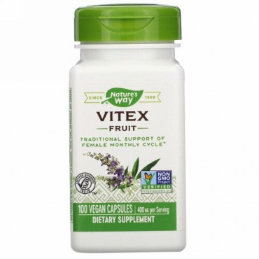 Nature's Way, ビテックスフルーツ、400mg、ヴィーガンカプセル100粒