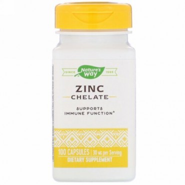 Nature's Way, 亜鉛キレート、30 mg、100 粒