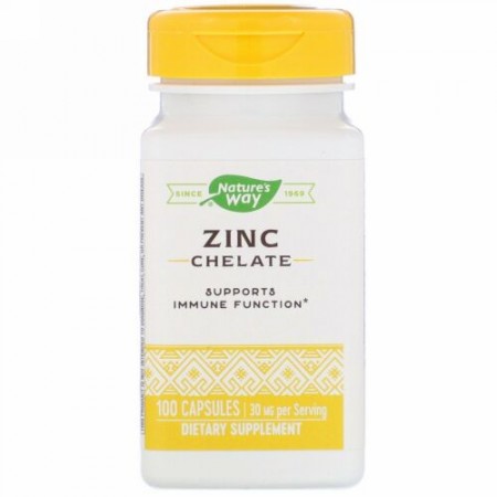 Nature's Way, 亜鉛キレート、30 mg、100 粒