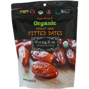 Nature's Wild Organic, 野生 & 無加工、日干し、オーガニックデグレノール種抜きナツメヤシ、5オンス (142 g)