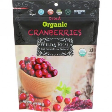 Nature's Wild Organic, 野生 & リアル、乾燥、オーガニッククランベリー、3.5オンス (100 g) (Discontinued Item)