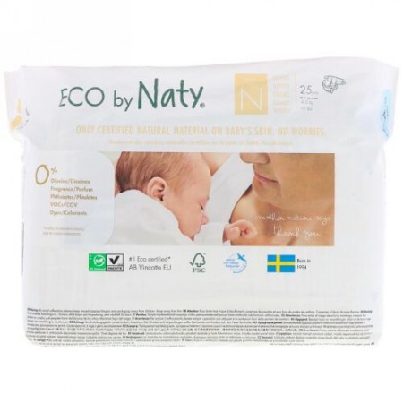 Naty, オムツ、サイズN、-11ポンド (-4,5 kg)、25枚 (Discontinued Item)