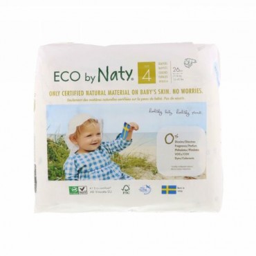 Naty, 敏感肌用おむつ、サイズ 4, 15～40 lbs (7-18 kg), 26枚入り