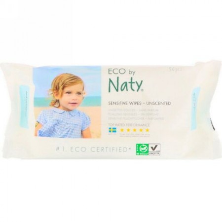 Naty, センシティブワイプ、無香、56枚 (Discontinued Item)