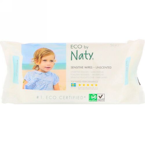 Naty, センシティブワイプ、無香、56枚 (Discontinued Item)
