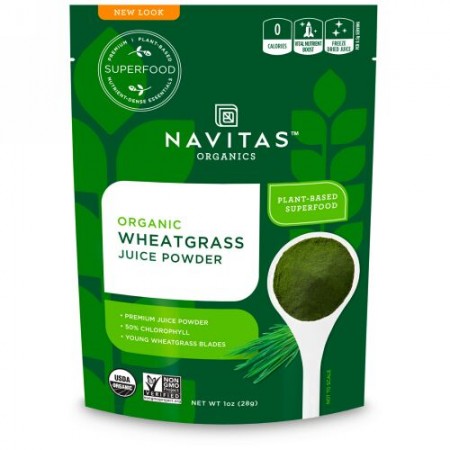 Navitas Organics, オーガニック, ウィートグラス（小麦草）, フリーズドライドウィートグラス（小麦草）パウダー, 1オンス（28 g）