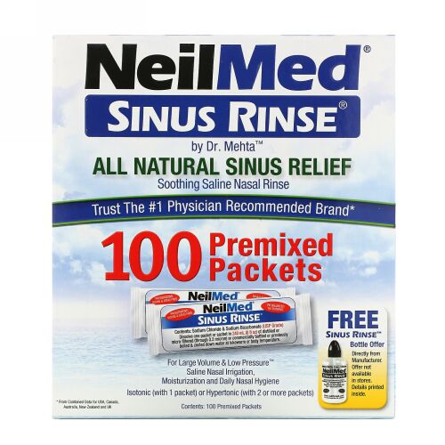 NeilMed, サイナスリンス、天然の成分で鼻がすっきり、混合済みパック100袋