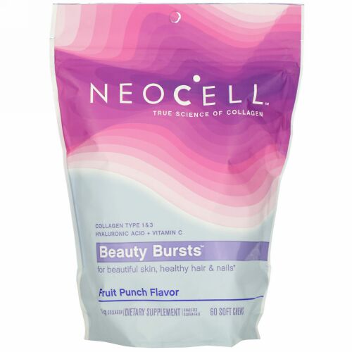 Neocell, Beauty Bursts（ビューティバースト）、フルーツポンチ風味、2g、ソフトキャンディー60粒