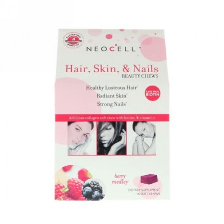 Neocell, ヘア、スキン＆ネイル・ビューティチューズ、ベリーメドレー、ソフトチュー30個 (Discontinued Item)