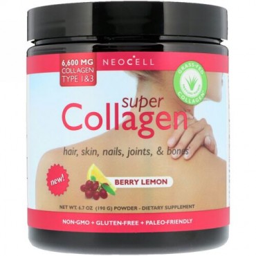 Neocell, Super Collagen, Collagen Type 1 & 3, Berry Lemon, 6,000 mg, 6.7 oz (190 g) (Discontinued Item)