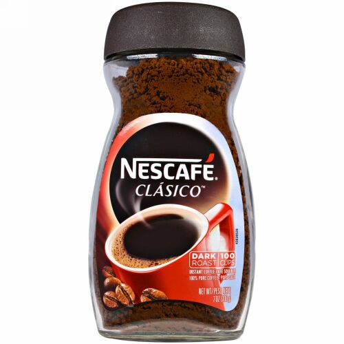 Nescafé, クラシコ, ピュア インスタント コーヒー, ダークロースト, 7 オンス (200 g)