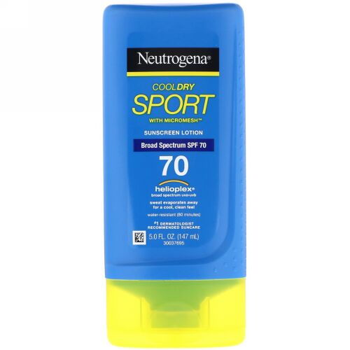Neutrogena, クールドライスポーツ、 マイクロメッシュ付き、 日焼け止めローション、 SPF 70、 5.0 fl oz (147 ml) (Discontinued Item)