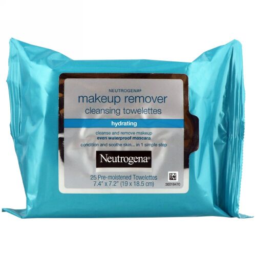 Neutrogena, メイクアップリムーバークレンジングペーパー、水分補給、ウェットペーパー25枚 (Discontinued Item)