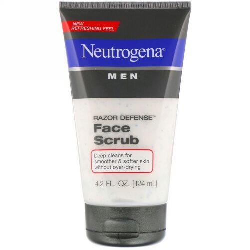 Neutrogena, 男性用、 レイザーディフェンス・フェイススクラブ、 4.2 液量オンス (124 ml) (Discontinued Item)