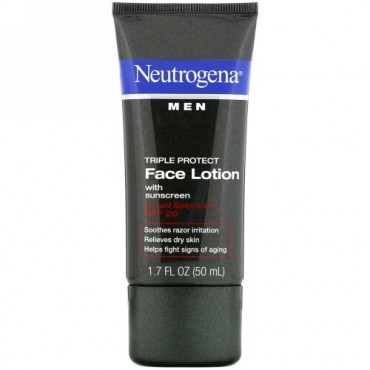 Neutrogena, 男性用、 トリプルプロテクト・フェイスローション　　日焼け止め効果、 SPF 20、 1.7 液量オンス (50 ml)