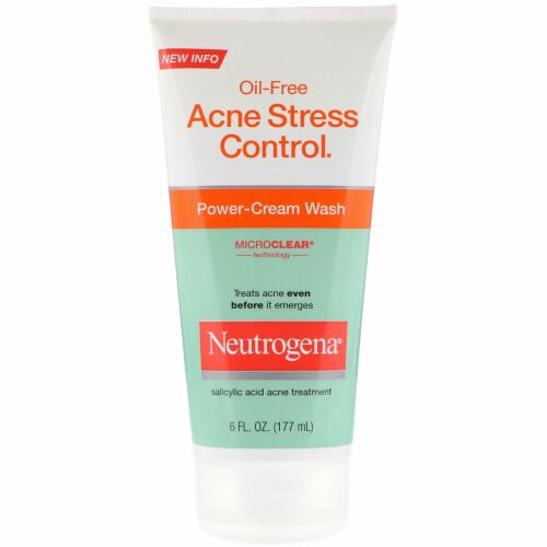 Neutrogena, オイルフリーアクネストレスコントロール、パワークリームウォッシュ、6液量オンス (177 ml)