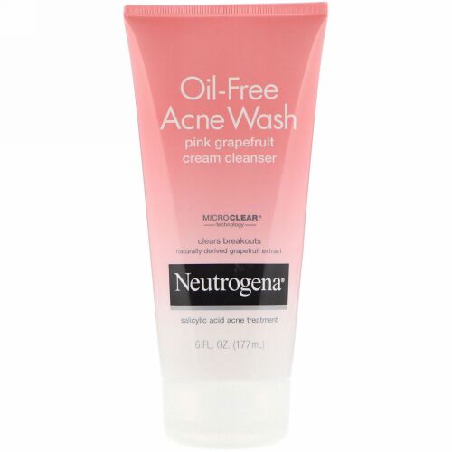 Neutrogena, オイルフリーアクネウォッシュ、ピンクグレープフルーツクリームクレンザー、6液量オンス (177 ml) (Discontinued Item)