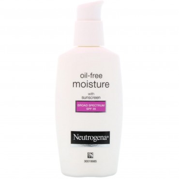 Neutrogena, オイルフリーモイスチャー、UVA/UVB保護効果のある顔保湿剤、広域スペクトラム、SPF 35、2.5 fl oz (73 ml)