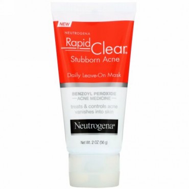Neutrogena, Rapid Clear, 頑固なニキビ, 毎日つけたままにするマスク, 56 g