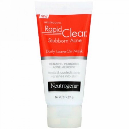 Neutrogena, Rapid Clear, 頑固なニキビ, 毎日つけたままにするマスク, 56 g
