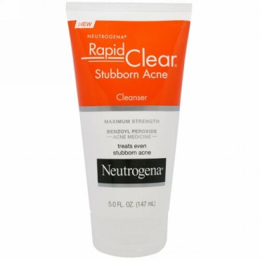 Neutrogena, ラピッドクリア、スタバーン・アクネクレンザー、最強力、5.0 液体 オンス（147 ml）