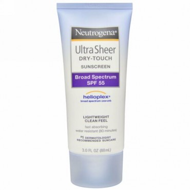 Neutrogena, ウルトラシアー・ドライタッチサンスクリーン、 SPF 55、 3.0 液量オンス (88 ml)