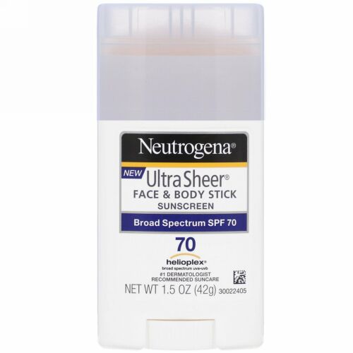 Neutrogena, ウルトラ 透明フェイス& ボディスティック、 日焼け止め、 SPF 70、 1.5 oz (42 g)