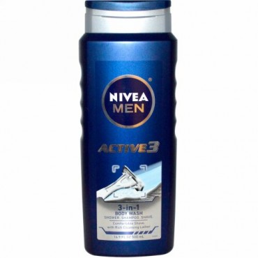 Nivea, アクティブ3、3-in-1ボディウォッシュ、男性向け、16.9 液体オンス（500 ml） (Discontinued Item)