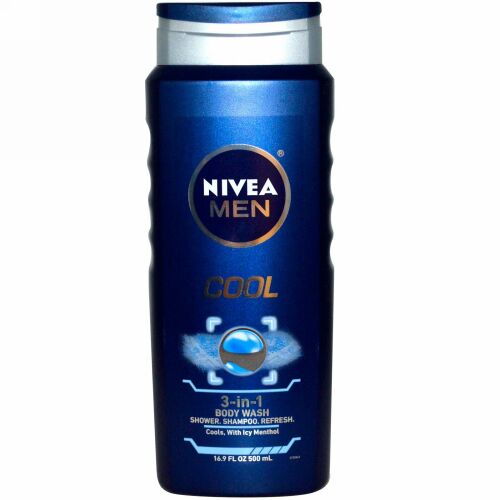 Nivea, 3-in-1ボディウォッシュ、男性用、クール、16.9 液体オンス（500 ml）