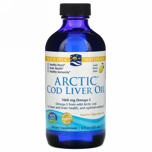 Nordic Naturals, 北極タラの肝油、 レモン、 8液量オンス (237 ml)