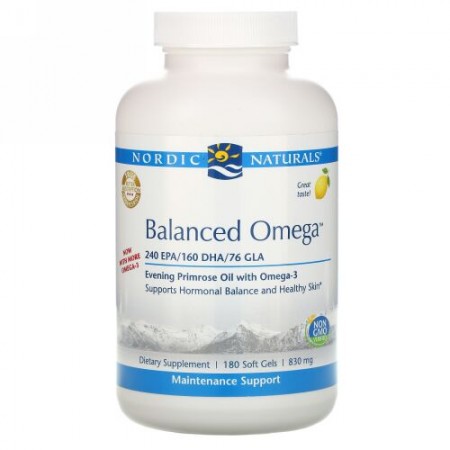 Nordic Naturals, Balanced Omega, Lemon , 830 mg, 180 Softgels