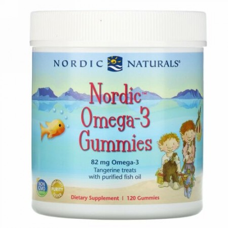 Nordic Naturals, ノルディックオメガ3グミ、ミカン風味、82mg、グミ120粒