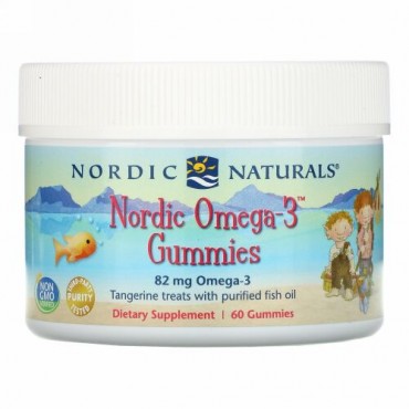 Nordic Naturals, Nordic Omega-3 Gummies, Tangerine Treats, 82 mg, 60 Gummies