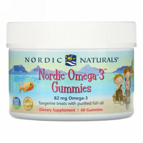 Nordic Naturals, Nordic Omega-3 Gummies, Tangerine Treats, 82 mg, 60 Gummies
