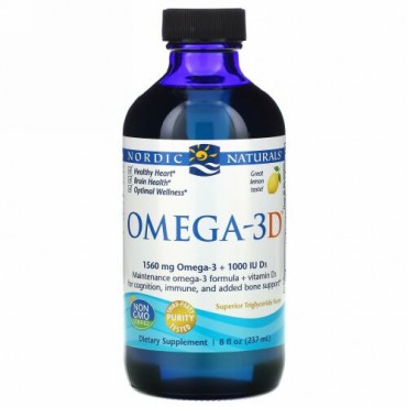 Nordic Naturals, オメガ-3D、レモン、8 fl oz (237 ml)