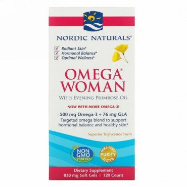 Nordic Naturals, Omega Woman（オメガウーマン）月見草油配合、830mg、ソフトジェル120粒