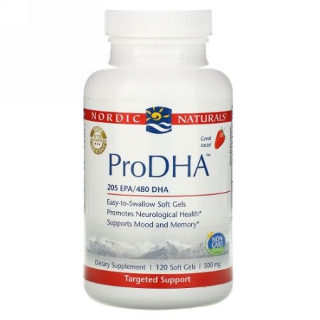 Nordic Naturals, プロDHA, ストロベリー味, 500 mg, 120錠 (ソフトジェル)