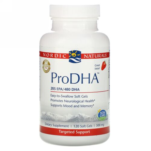 Nordic Naturals, プロDHA, ストロベリー味, 500 mg, 120錠 (ソフトジェル)