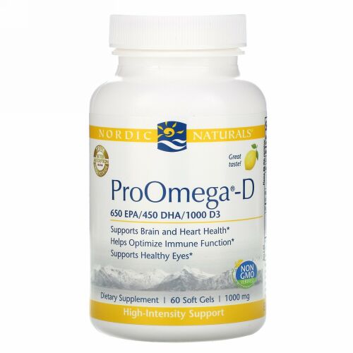 Nordic Naturals, ProOmega-D, Lemon, 1,000 mg, 60 Soft Gels